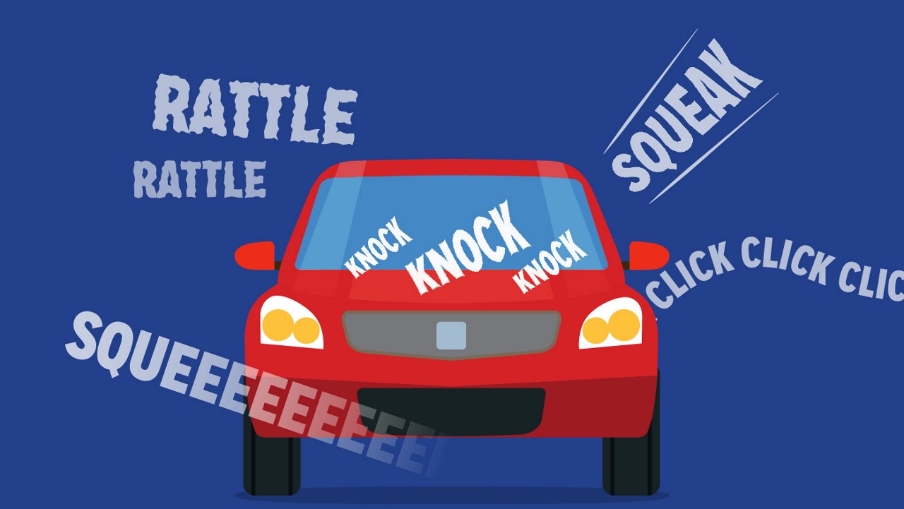 A graphic showing the various car noises a car may encounter
