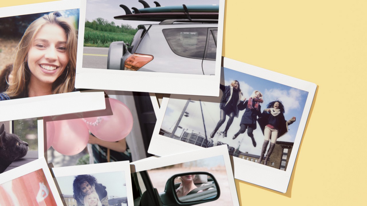 A collage of pictures of teenagers driving and learning to drive.