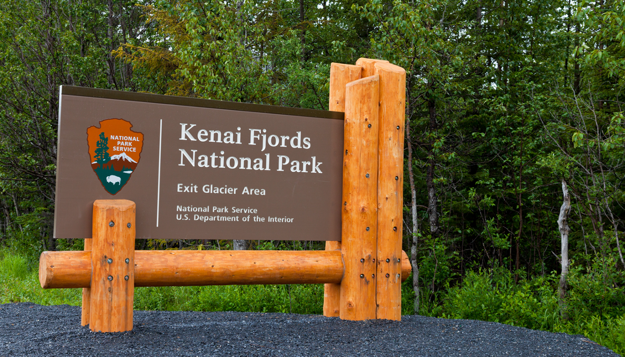 Kenai Fjords National Park sign