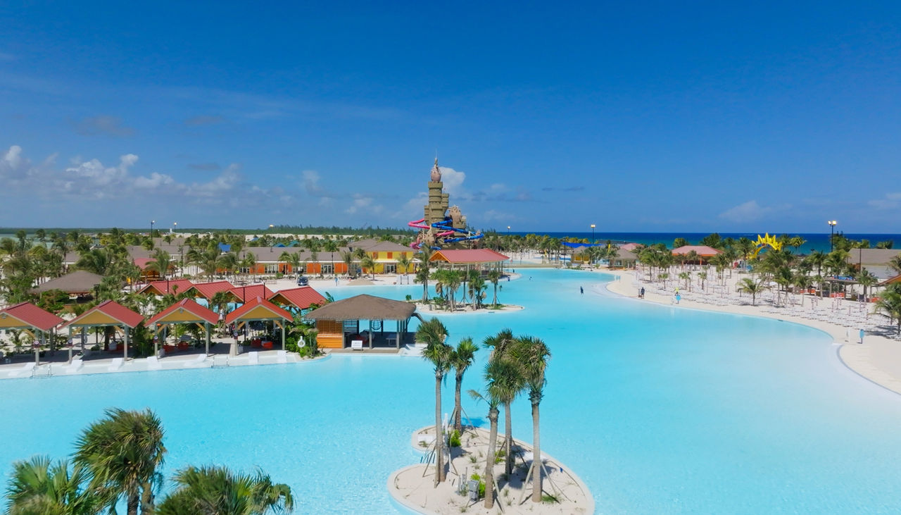 Aerial of lagoon on Carnival's Celebration Key