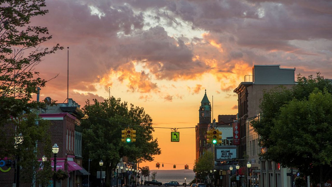 Sunset over downtown Marquette.