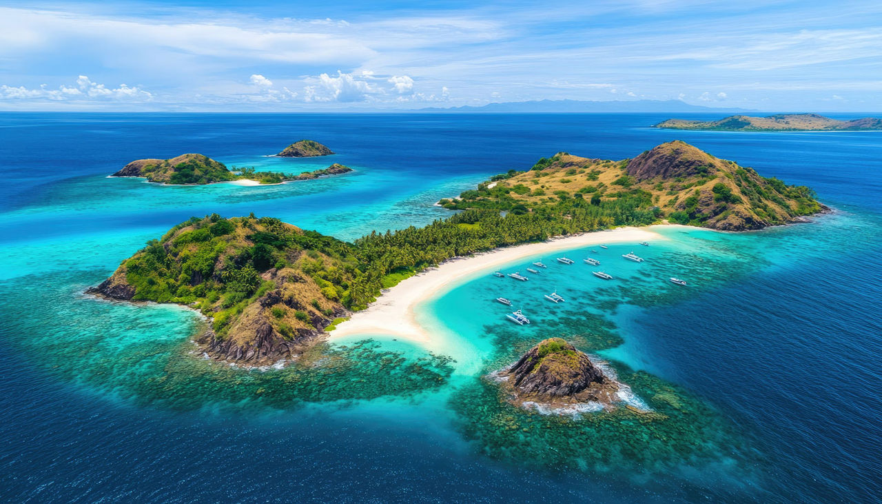 An aerial view of the Fiji Islands